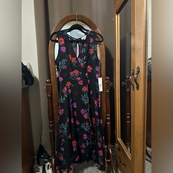 CALVIN KLEIN NET floral chiffon midi dress - Picture 2 of 9